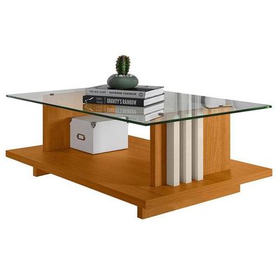 Rack Bancada Artur Com Mesa De Centro Frizz Cinamomo Off White - Madetec