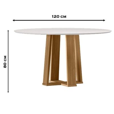 Mesa De Jantar 120 Cm Isabela Com Vidro Ype Off White - New Ceval