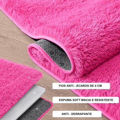Tapete Sala Felpudo Peludo Rosa Redondo 140 Cm