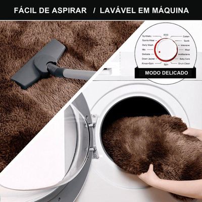 Tapete Sala Felpudo Peludo Mesclado Marrom Redondo 60 Cm