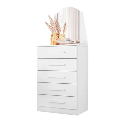 Cômoda Com Espelho 5 Gavetas Retrô Branco Valley Shop Jm