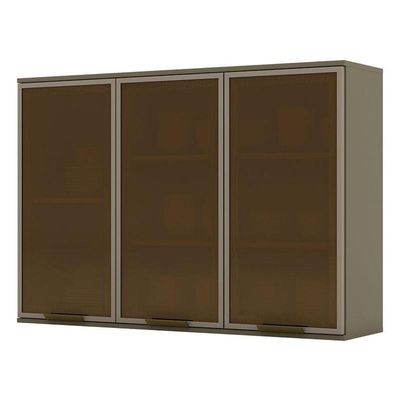 Armário Aéreo évelin 3 Portas De Vidro 120 Cm Duna - Henn