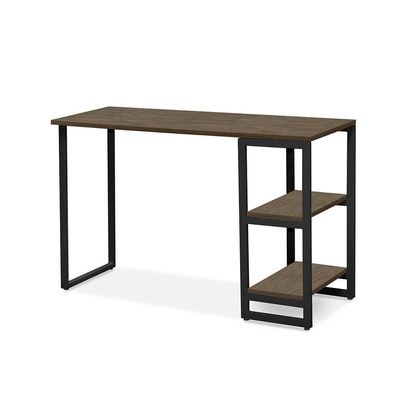 Mesa De Computador Industrial 1,20 Com Prateleiras Imbuia Preto Lux Steel Mobile