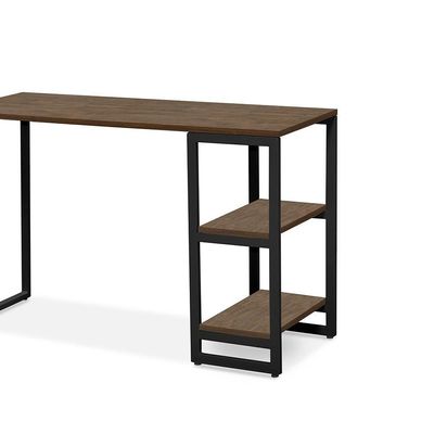 Mesa De Computador Industrial 1,20 Com Prateleiras Imbuia Preto Lux Steel Mobile
