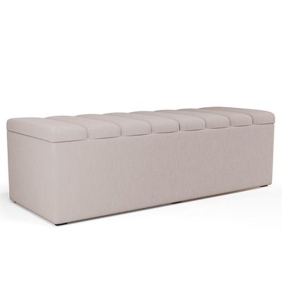 Kit Cabeceira Casal Queen 160cm Com Calçadeira Baú Cru