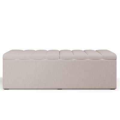 Kit Cabeceira Casal Queen 160cm Com Calçadeira Baú Cru