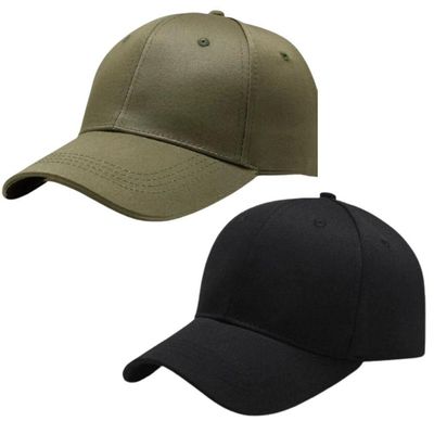 Kit 2 Bonés Lisos Aba Curva Ajustável Unissex Baseball Dad Hat Strapback preto E Verde