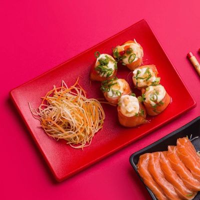 Prato Oriental Retangular 14x20 Vermelho Em Policarbonato Linha Profissional Cook Vem