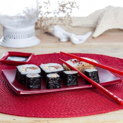 Prato Oriental Retangular 14x20 Vermelho Em Policarbonato Linha Profissional Cook Vem