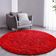 Tapete Sala Felpudo Peludo Vermelho Redondo 100 Cm
