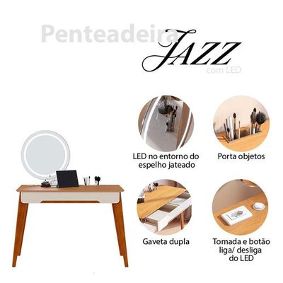 Penteadeira Jazz Off White Nature Com Led - Imcal