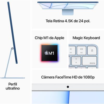 iMac 24" com Tela Retina 4.5K Apple, Processador M1, 8GB RAM, 256GB, 8 Core CPU, 8 Core GPU - Laranja - OPEN BOX