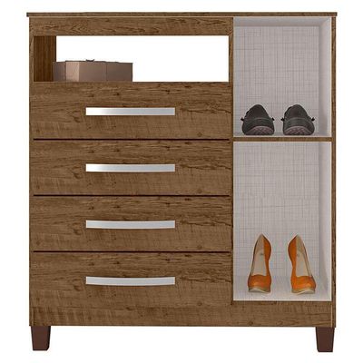 Guarda Roupa Casal Modena Com Espelho 6 Portas Cômoda Sapateira Cannes E Armário Multiuso Recife Malbec - Incorplac