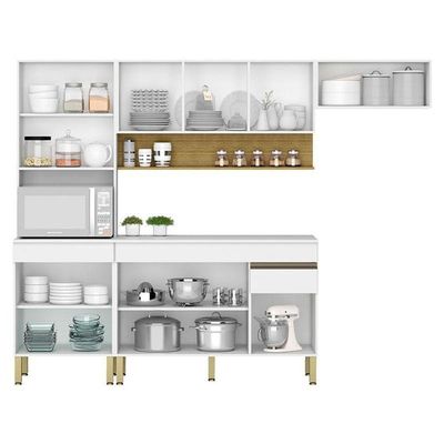 Cozinha Modulada Ambiente Line Composição 4 Supremo Freijó - Kits Paraná