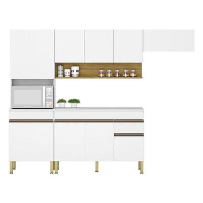 Cozinha Modulada Ambiente Line Composição 4 Supremo Freijó - Kits Paraná