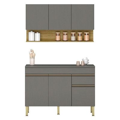 Cozinha Modulada Ambiente Line Composição 2 Gris Freijó - Kits Paraná