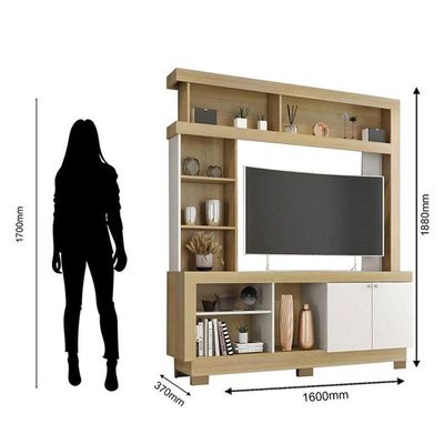 Estante Home Theater Mali Nature Off White - Móveis Leão