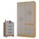 Cômoda 867 4 Gavetas Com Guarda Roupa Solteiro Milão 4 Portas Damasco Off White - Poquema