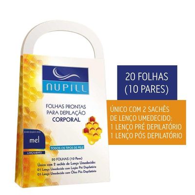 Folhas Prontas Para Depilação Corporal Pernas Mel Nupill 20 Folhas