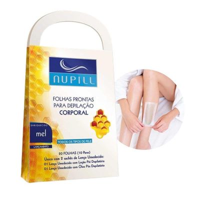 Folhas Prontas Para Depilação Corporal Pernas Mel Nupill 20 Folhas