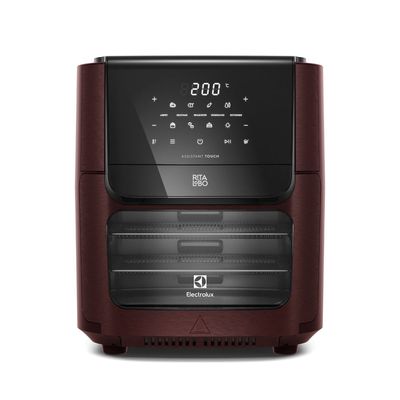 Air Fryer Oven Electrolux Rita Lobo 12L Digital Vermelha Escura c/ Espeto e Grelhas Antiaderente (EAF91) 127V