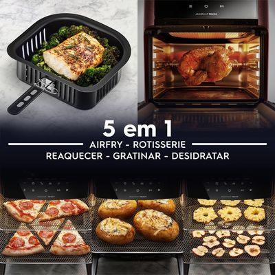 Air Fryer Oven Electrolux Rita Lobo 12L Digital Vermelha Escura c/ Espeto e Grelhas Antiaderente (EAF91) 127V