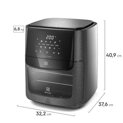 Air Fryer Oven Electrolux Rita Lobo 12L Digital Grafite c/ Espeto e Grelhas Antiaderente (EAF90) 220V
