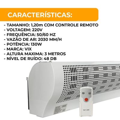 Cortina De Ar 1,20 Com Controle Remoto Vix 220v único