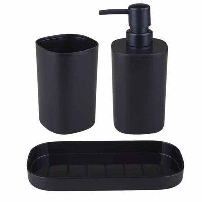 Kit Banheiro Lavabo Plast. Preto Rayco