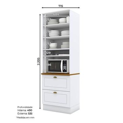 Torre Quente 1 Forno Nova York Branco Hp Com Tampo Nature - Henn