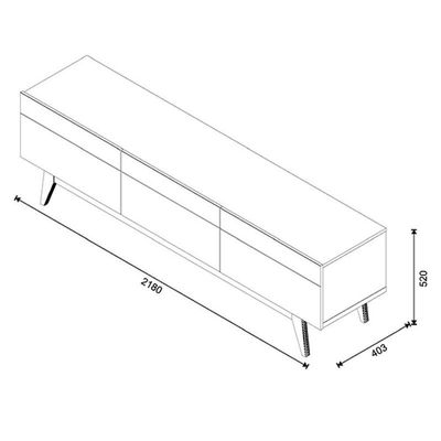 Rack Bancada Classic 3 Gavetas Com Painel Para Tv Suspenso Ripado Loft 2.2 Off White Nature - Imcal