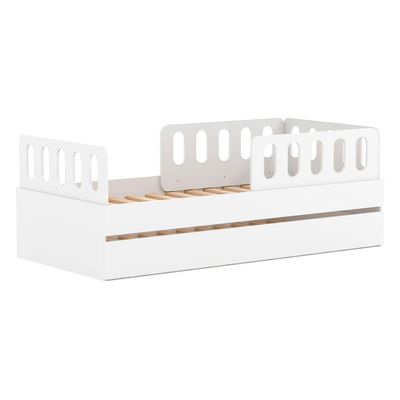 Bicama Solteiro Mdf Branco Com 02 Grades E Cabeceira Anatômica Mobilistore