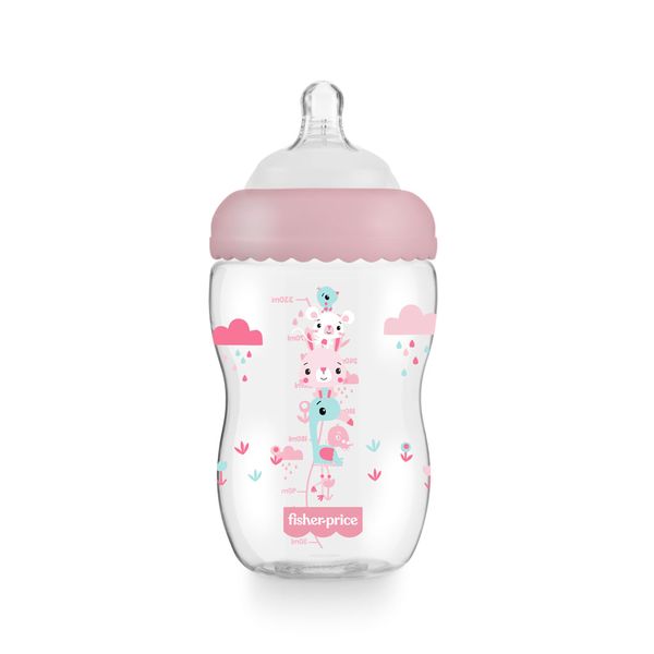 Mamadeira First Moments Rosa Algodão Doce 330ml +4 meses Fisher Price - BB1028 BB1028