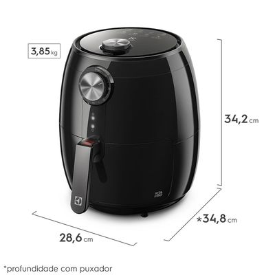 Air Fryer Electrolux por Rita Lobo 3,2L Preta Efficient com Timer 1400W (EAF15) 127V