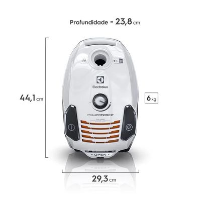 Aspirador de Pó com Saco Electrolux 1250W filtro HEPA PowerForce Silencioso Branco (PFC02) 127V