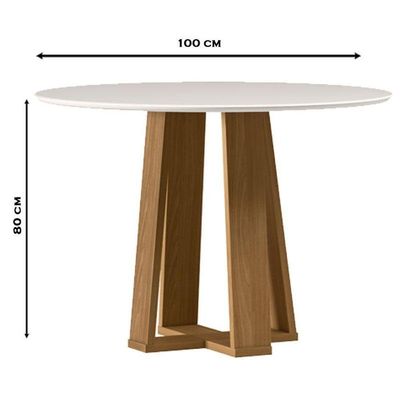 Mesa De Jantar 100x100 Cm Isabela Com Vidro Ype Off White - New Ceval