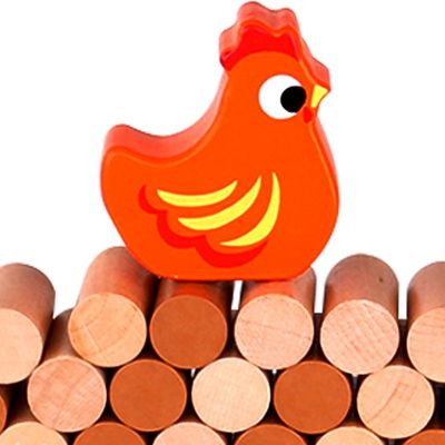 Jogo de Equilíbrio Jenga Galinha na Fazenda - Tooky Toy