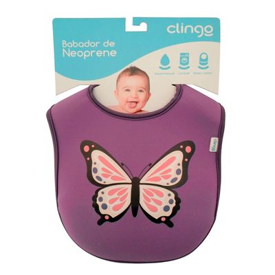 Babador de Neoprene - Borboleta - Colorido - C0113 - Clingo