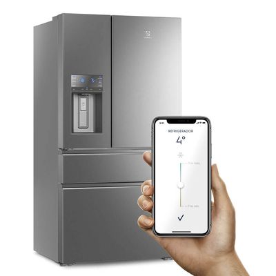 Geladeira Electrolux Frost Free Inverter 540L FlexiSpace Conectada Wi-fi 3 Portas Cor Inox (DM91X) 220V