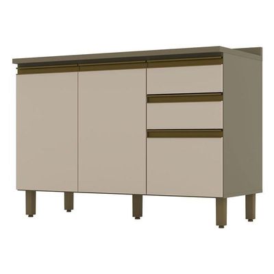 Balcão De Cozinha évelin Com Tampo 120 Cm Duna Cristal - Henn