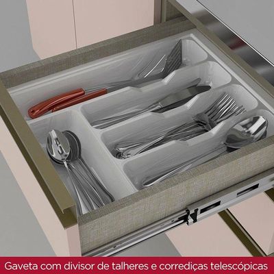 Balcão De Cozinha évelin Com Tampo 120 Cm Duna Cristal - Henn