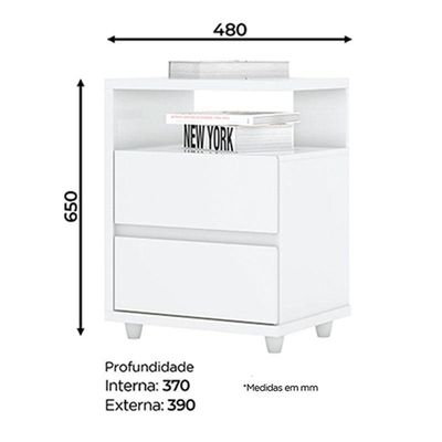 Kit 2 Mesas De Cabeceira Campeche Branco - Henn