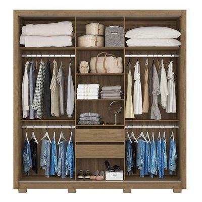 Cômoda Astral E Guarda Roupa Casal Residence Amêndola Off White Com Pés - Demóbile