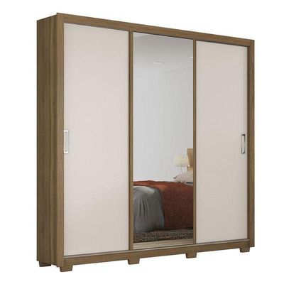 Cômoda Astral E Guarda Roupa Casal Residence Amêndola Off White Com Pés - Demóbile