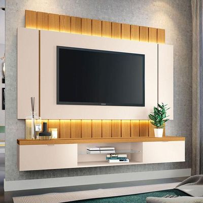 Painel Para Tv Home Suspenso Illusion 1.8 Off White Cinamomo - Hb Móveis