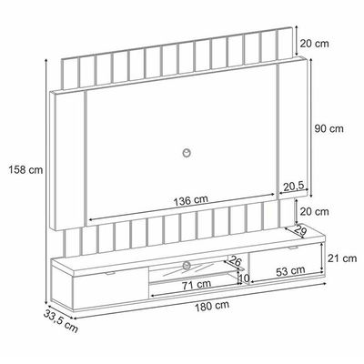 Painel Para Tv Home Suspenso Illusion 1.8 Off White Cinamomo - Hb Móveis