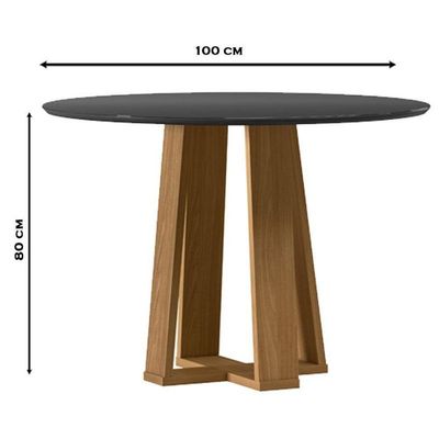 Mesa De Jantar 100x100 Cm Isabela Com Vidro Ype Preto - New Ceval