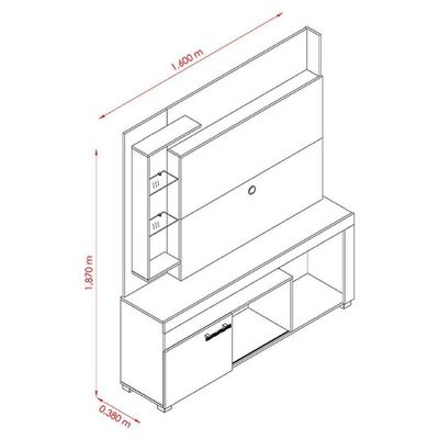 Estante Home Theater ícaro Cinamomo Off White - Madetec