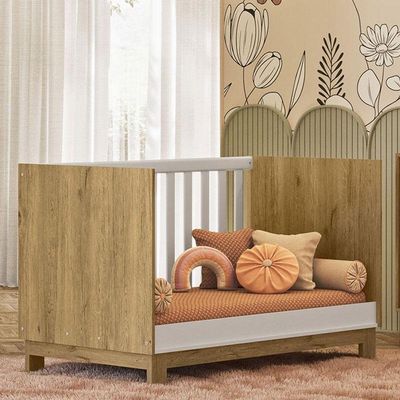 Berço Americano Mini Cama Q Encanto Slim Freijó Toq Branco Acetinado - Qmovi