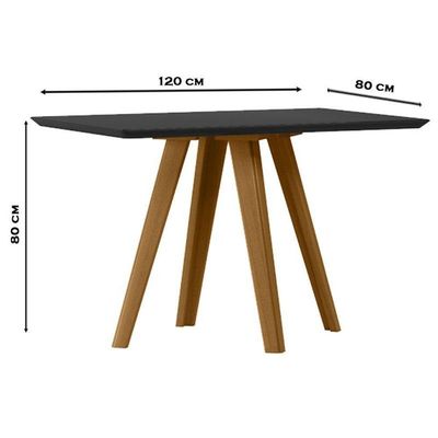 Mesa De Jantar 160x90 Cm Mariah Com Vidro Ype Preto - New Ceval